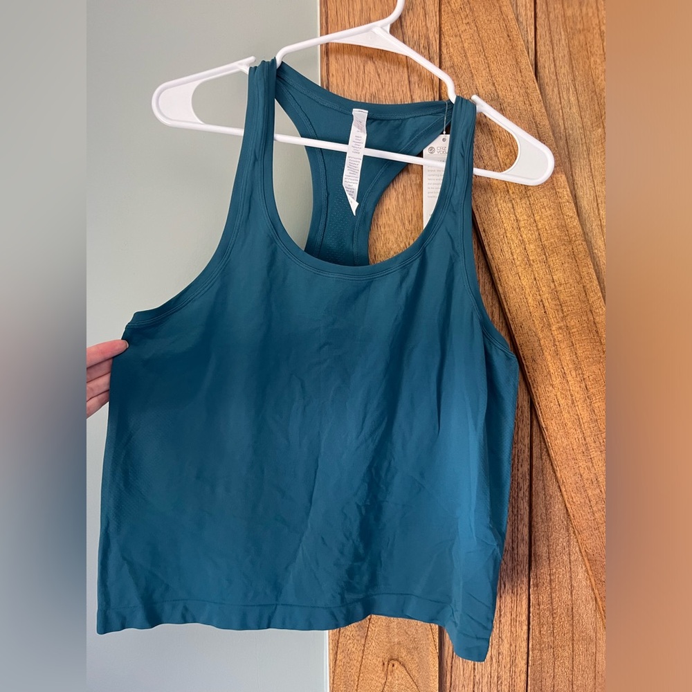 NWT CRZ YOGA Seamless Green Jade Racerback Tank Top